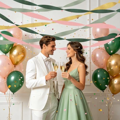 8 Rolls Sage Green Crepe Paper Streamers Party Decorations for Boho Wedding, Baby Shower, Engagement Party, Spring Party, Birthday Party Supplies