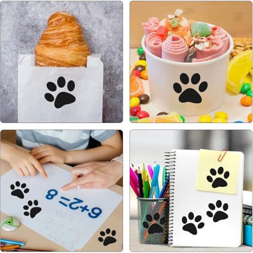 500PCS Paw Print Stickers Roll 1 Inch Waterproof Vinyl Dog Cat Paw Decals Animal Footprint Stickers for Kids Party Scrapbooking Crafts Classroom Reward Teens Adults Water Bottle Notebook Gift Bags