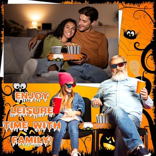 Dunzoom 20 Pcs Halloween Movie Night Paper Snack Trays Popcorn Boxes Orange