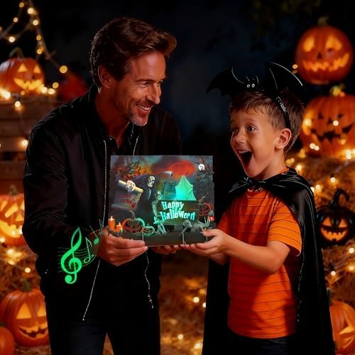 Yinqing Halloween Cards, 3D Popup Happy Halloween Card with Light Music