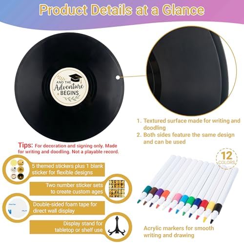 Vinyl Record Guest Book, Birthday Wedding Graduation Retirement Party Guest Book Alternative Party Favor Sign Poster 11.6" x 11.6"