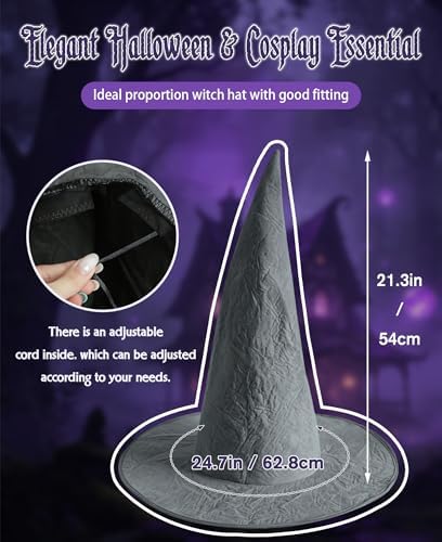 HOMELEX Adult Witch Hat, Tattered Lace Costume Hat for Halloween