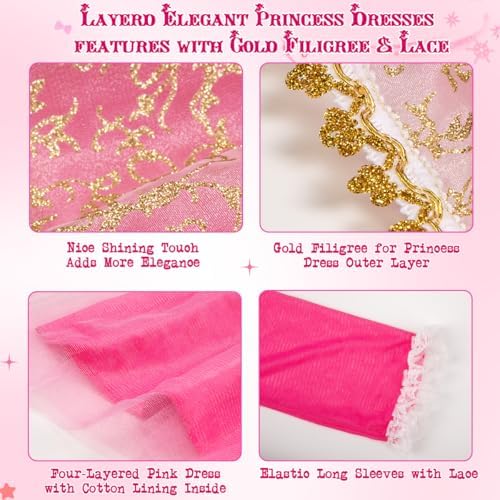Meland Light Up Princess Dress for Girls Ages 3-10, Halloween Costume Party