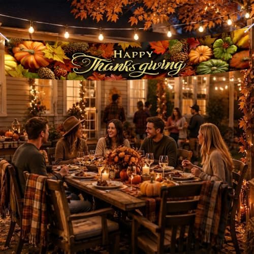 Nuxovilar Thanksgiving Banner 118.1x19.6 Inches Polyester
