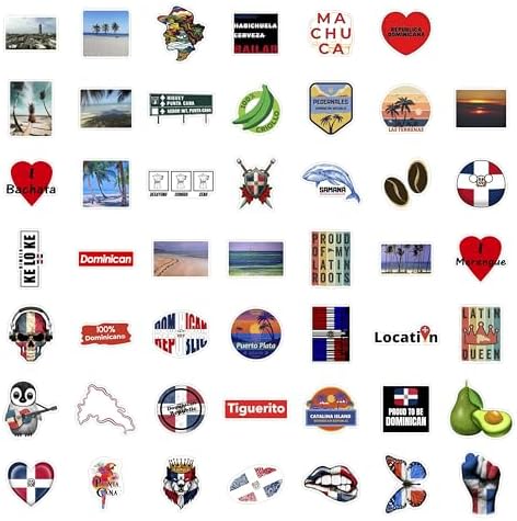 100Pcs Dominican Republic Stickers for Water Bottle and Laptop - Dominican Republic Party Supplies & Decorations, Waterproof Vinyl Decals, Flag and Culture Stickers, Gifts for Women & Men