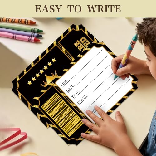 Birthday Party Invitations, VIP Neon Birthday Party Invitations for Boys & Girls, 20 Invitation Cards with Envelopes, Birthday Party Decorations (Black)