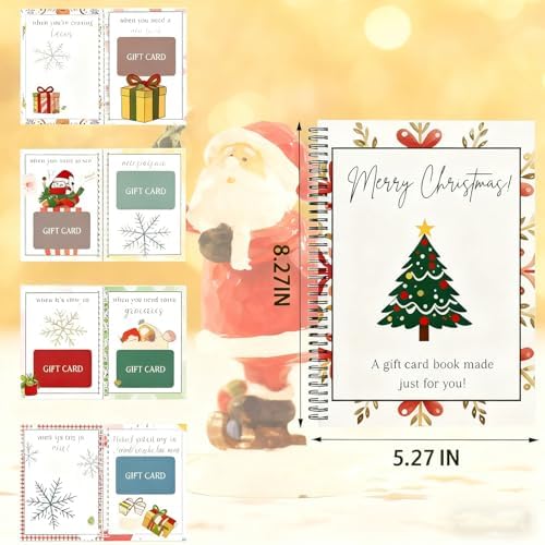 Christmas Stocking Stuffer Christ-mas Gift Card Book for Adults, Merry Christmas Gift Cards, 5x7 Color Spiral Bound Card Book- Surprises On Every Page, DIY Personalized Xmas Gifts for Family, Friends, Students