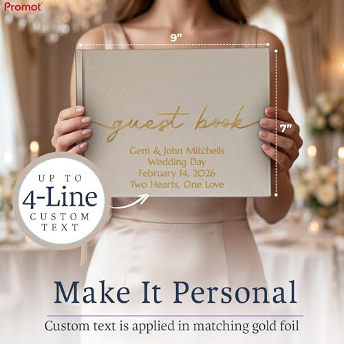 Promot Personalized Guestbook (Champaigne Beige) - 110 Lined Pagess