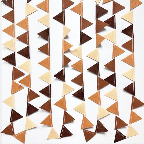 Brown Party Decorations Ombre Brown Felt Hanging Triangle Mini Bunting Pennant Banner Flag for Birthday Wedding Shower Neutral Boho Woodland Safari Western Party Decor Supplies