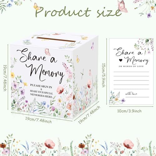 Fainne 50 Pcs Floral Share a Memory Cards with Celebration of Life Box