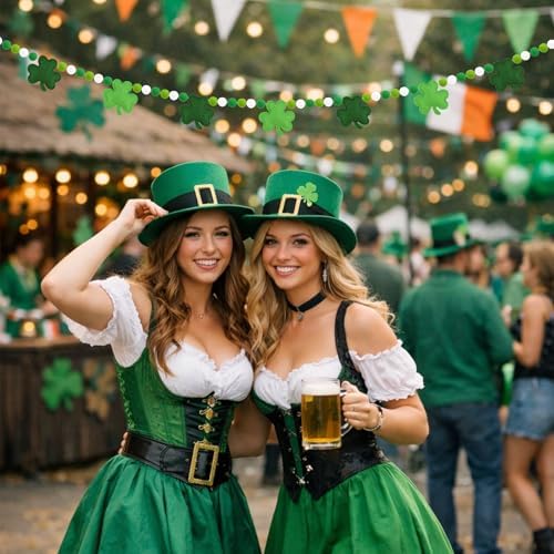St Patricks Day Decorations Felt Pompom Banner Pre-Assembled