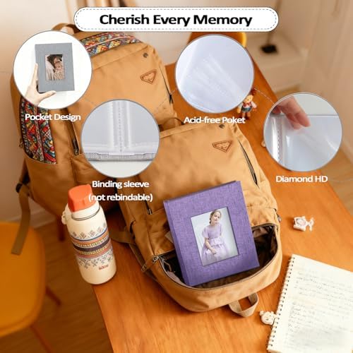 Popotop 2 Pack Photo Album 4x6 Pictures, Small Linen Slip-in Photo Albums Book for 80 Photos with 40 Pockets, Birthday Gifts for Women Mom Family Baby