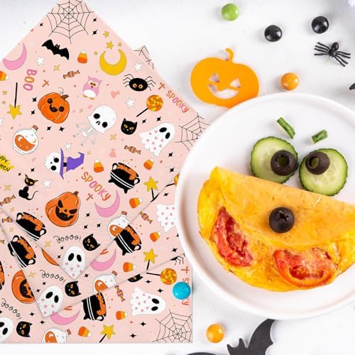 50Pcs Halloween Pink Paper Napkins - 2-Ply, 6.5×6.5 Inches