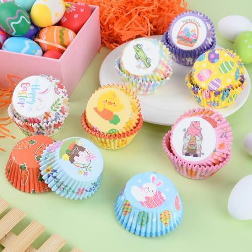 600 Pack Easter Cupcake Liners Baking Cups Standard Size Muffin Liners for Easter Spring Birthday Party Candy Cake Decorations Supplies(12 Styles)