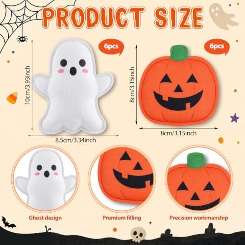 Civaner 12 Pcs Halloween Bean Bags for Tossing 3.15" Ghost Pumpkin Outdoor