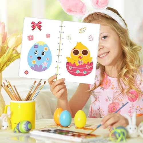 OHOME Easter Basket Stuffers - 24 Sheets Easter Crafts Stickers for Kids | DIY Happy Egg Bunny Easter Gifts Treats Games Toys Activities Decor Party Favor Supplies for Toddlers
