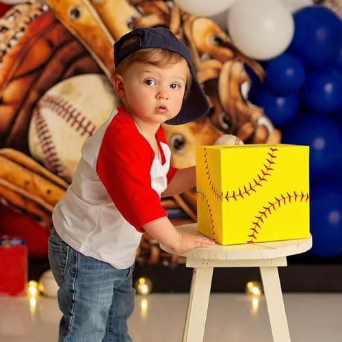 Hxezoc Softball Card Box Sports Party Favors Post Box Cardboard Receiving Money Holder for Softball Theme Wedding Reception, Baby Showers, Anniversary, Birthday Party, Table Centerpiece Decorations