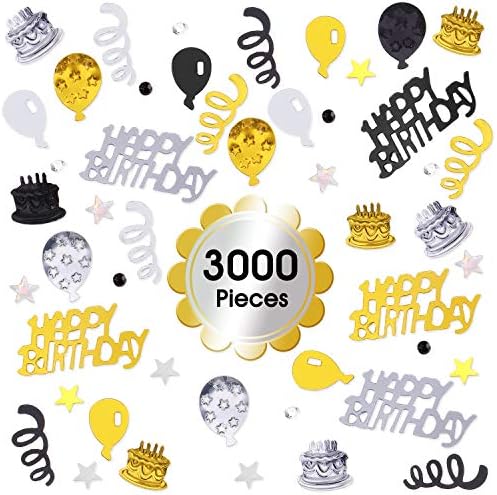 WILLBOND 3000 Pcs Birthday Confetti Metallic Foil Party Decorations,None (Pack of 5)