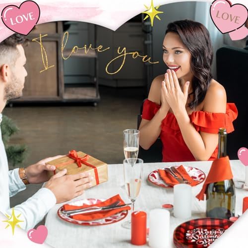100 Pcs Valentine‘s Day Paper Plates 9 Inches Disposable Round Heart Plates for Valentine‘s Day Party Table Decor