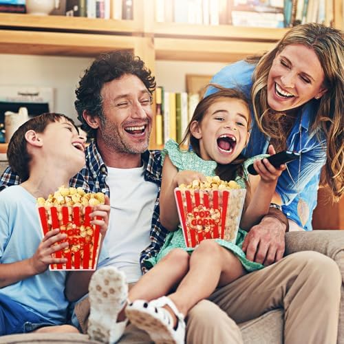 12 Pcs Popcorn Buckets Reusable Red White Classic Striped