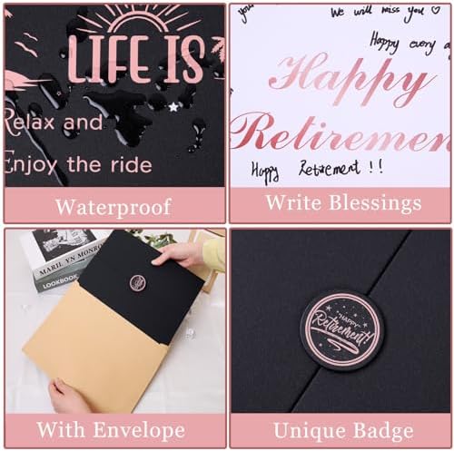 Roetyce Retirement Party Decorations, Rose Gold Happy Retirement Guest Book