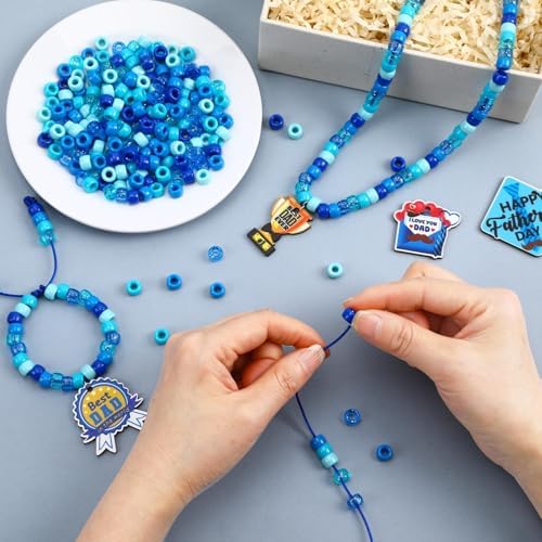 DTOFOOT 24 Set Fathers Day Crafts for Kids Bulk Beads Necklace Making Kit