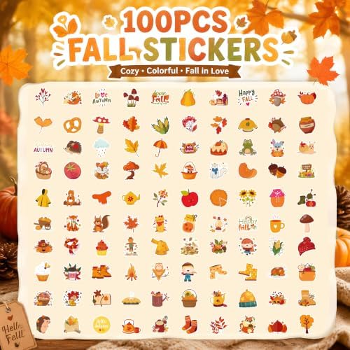 Fall Stickers - 100 PCS Thanksgiving Stickers for Kids
