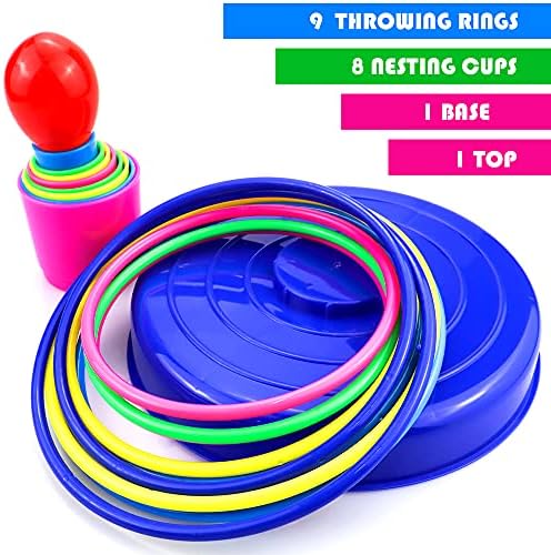 Toss Game Set Soft Plastic Ring Toss for Kids Birthday Indoor Outdoor