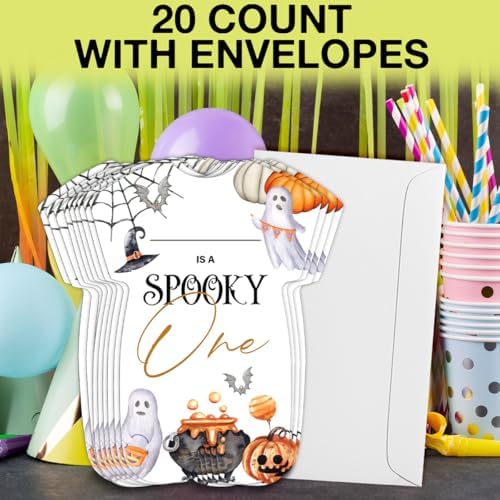 Halloween 1st Birthday Invitations Ghost Spooky One First Birthday Invitations Set of 20 Invites with Envelopes for 1st Birthday