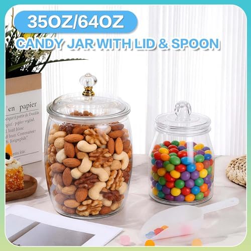 mwellewm 6PC Airtight Candy Jar with Lid and Spoon Plastic Cookie Dispenser