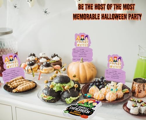Halloween Party Invitation Cards with Envelopes - 12 Pack Hocus Pocus Halloween Invitations for Kids Adults - 5 x 6.6 Inch Witch Birthday Invitations for Haunted House Scary Holiday Party Favors
