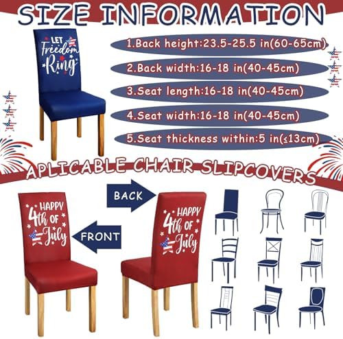 Mindsoft 6 Pcs Patriotic Chair Covers Red White Blue Decor for Veterans Day