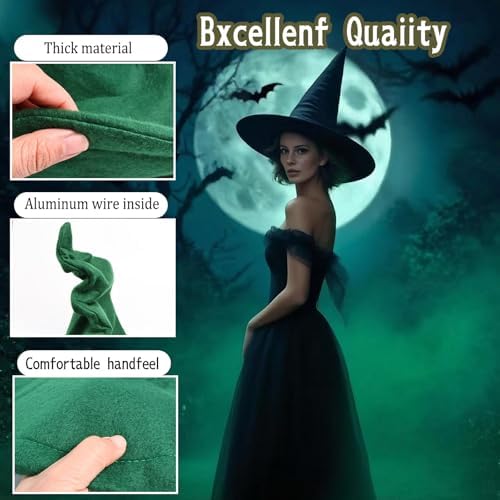 NTIERA Witch Hat, 18IN Wizard Hat Cosplay Accessories for Halloween Costume Party Christmas Masquerade Carnivals