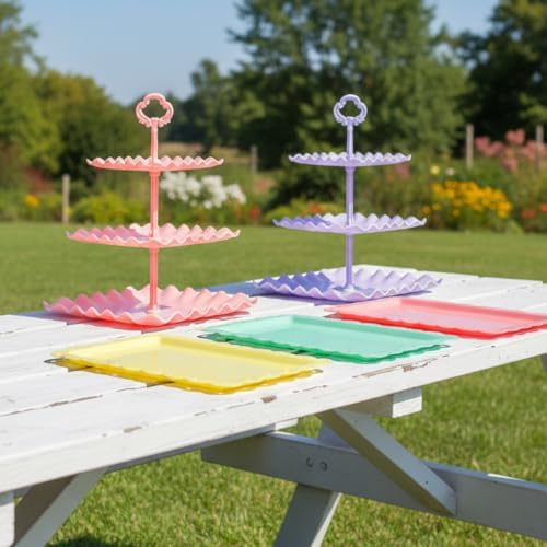 NWK 5-Piece Cupcake Stand & Appetizer Trays Set (Colorful)