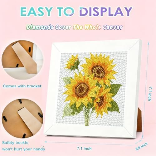 Sunflower Diamond Art Kits for Kids with Frame,Diamond Painting Kit for Kid
