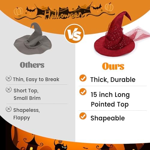Ibeauti Wizard Hat for Adult Halloween Costume Witch Hat Cosplay Accessory