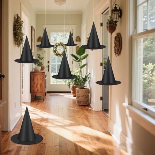 15 Pcs Halloween Decorative Witch Hats Thick Black Hanging Witch Hats