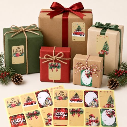 120 PCS 8 Designs Self Adhesive Christmas Name Tag Stickers