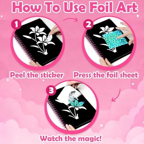 FUNNYB&G Foil Art Craft Kit for Kids, Sparkly Birthday Gift Toy for Girls