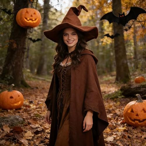 NTIERA Witch Hat, 18IN Wizard Hat Cosplay Accessories for Halloween Costume Party Christmas Masquerade Carnivals