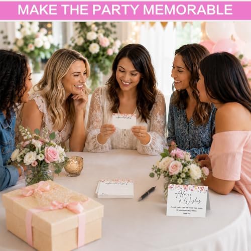 Advice and Wishes Cards Set with Message Notes and Keepsake Options, Guest Book Alternative for Baby Shower, Wedding, Bridal Shower, Graduation and Birthday Celebrations (50, B White, White Color Set)