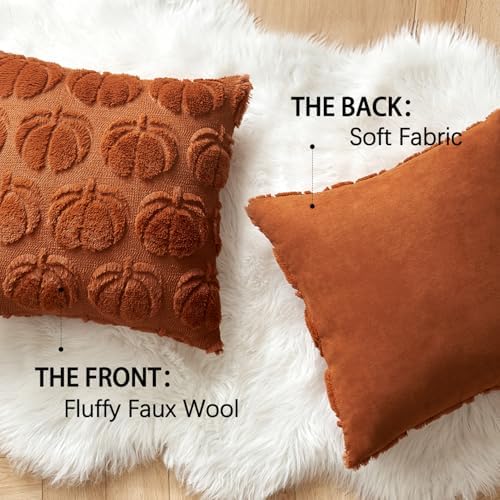 MIULEE Fall Pillow Covers Pumpkin Fall Decor 22x22 Dark Rust