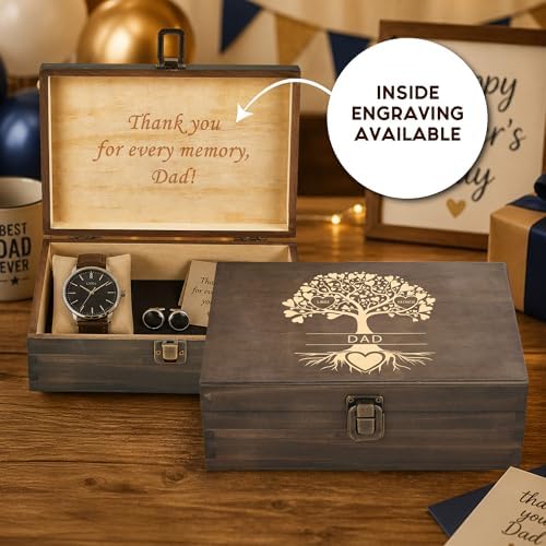 Gifts for Grandpa or Dad, Personalized Family Tree Memory Box, Father's Day