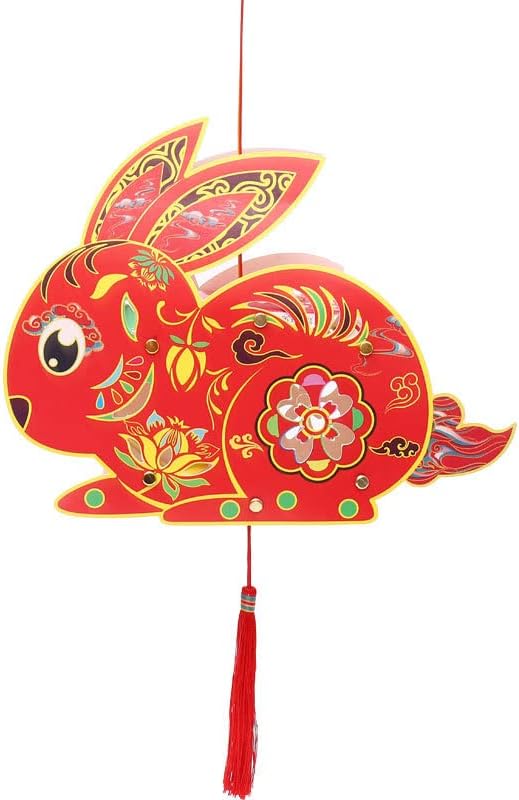 Mid-Autumn Festival Decoration 3pcs Rabbit DIY Hanging Lanterns Cute Bunny Moon Festival Ornament Hand-Held Portable Lantern Holiday Decor Lunar Year Spring Festival Decor