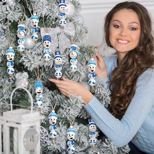Cinnvoice 240 Pcs Holiday Wood Beads with Twine,Snowman