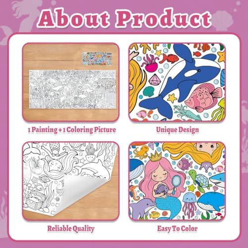 Mermaid Coloring Poster & Table Cover - 71" x 31.5"