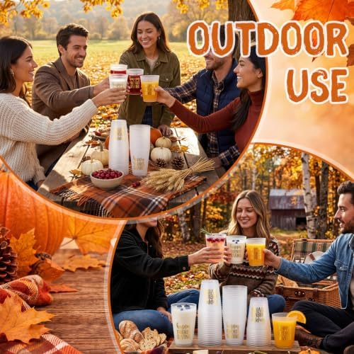 Tioncy 50 Pcs 16 oz Happy Friendsgiving Frosted Plastic Cups