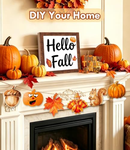 WOHOHOHO 42PCS 9 Styles Fall Unfinished Paintable Blank Wooden with Tray