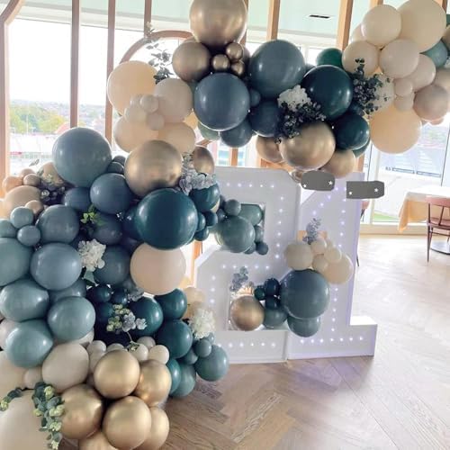 PartyWoo Slate Blue Balloons 140pcs Navy Dusty Blue Boho Neutral Color