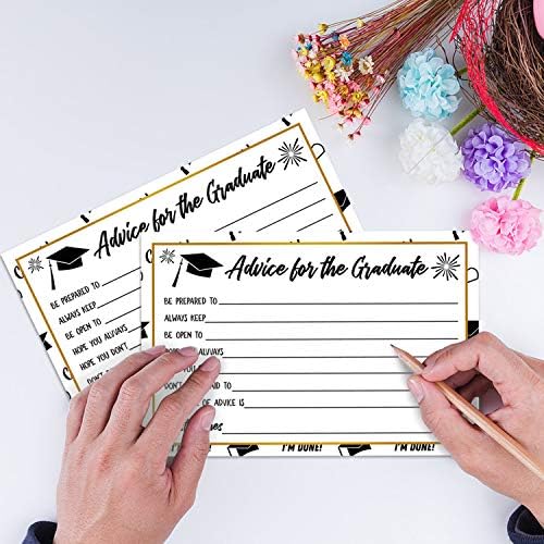 50 Graduation Party Advice Wishes Cards for Graduate Class of 2025 College, High School, University Grad, Words of Wisdom Cards, Game Activity Cards, 4 x 6 Inches.